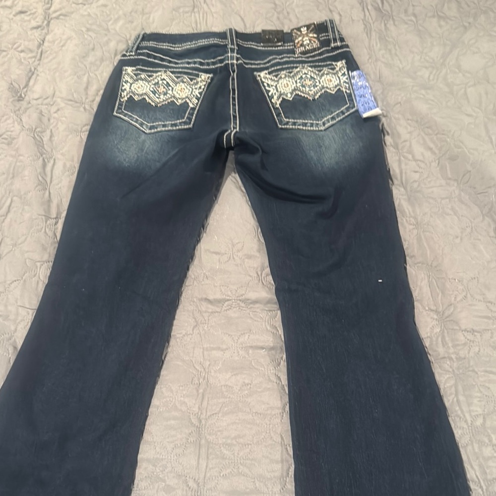 Grace in LA Blue Boot Cut Jeans with Embroidered Details